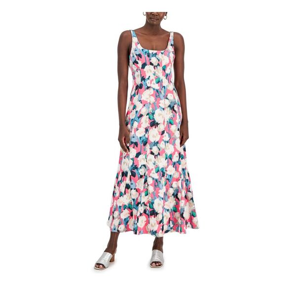 DONNA KARAN NEW YORK Dresses & Skirts - DONNA KARAN NEW YORK Womens Pink Lined Scoop Back Seamed Pullover Maxi Dress 2